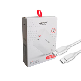 CARGADOR MIXOR REALIDAD 45W 1 USB A + 1 USB C + CABLE TIPO C A TIPO C