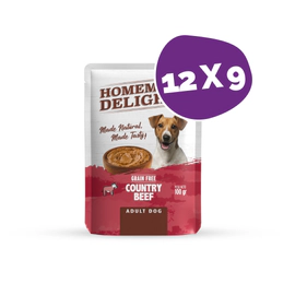 Pouch Homemade Delights Perro Adulto Carne Pack X 12