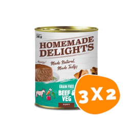 Combo Lata Homemade Delights Puppy Carne y Vegetales