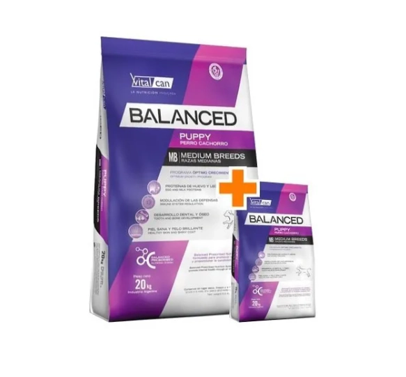 Balanced Perro Puppy Mediano x 20Kg + 3Kg Gratis