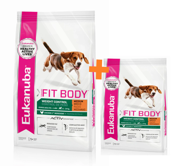 Eukanuba Perro Fit Body Raza Mediana x 15Kg + 3Kg Gratis