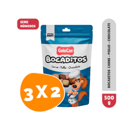 Combo Golocan Bocaditos Sabor Carne Pollo y Chocolate
