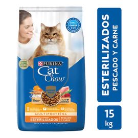 Alimento Esterilizados Cat Chow Sabor Pescado Y Carne 15 Kg