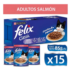 Alimento Húmedo Félix Purina Gato Adulto Salmón 15x 85g