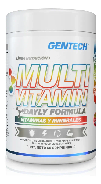 Multivitamínico Gentech Vitaminas + Minerales Sin Sabor 60 Tabs