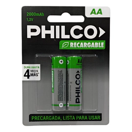 Pilas Recargables Aa Philco 2000mah Blister 2 Un