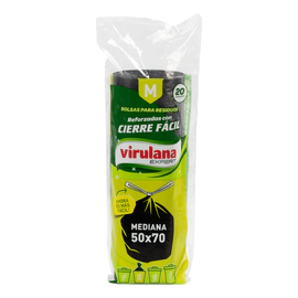 Bolsas Residuos Cierre Fácil Virulana Expert M x20 Hogar
