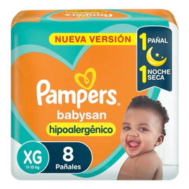 Pañales Pampers Babysan Hipoalergénico Talle Xg 8 Unidades