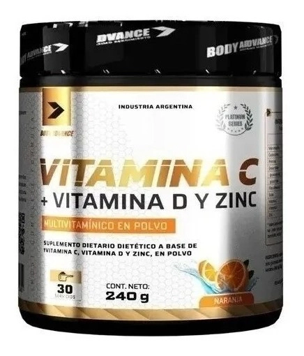 Vitamina C + Vitamina D + Zinc X 240g. Body Advance Naranja