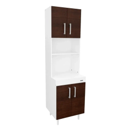 Mueble Columna De Cocina 4 Puertas Despensero Organizador Color Blanco/Wengue