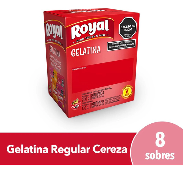 Gelatina Regular Royal Cereza 25g X 8 Un