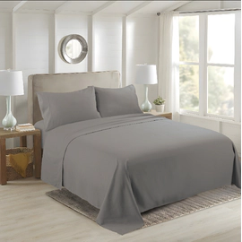 Juego De Sábanas Atma Home Queen Poliéster Gris Oscuro Liso Gris Oscuro Liso