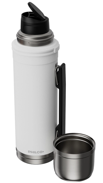 Termo Philco De Acero Inoxidable 1l Blanco Con Pico Cebador Blanco