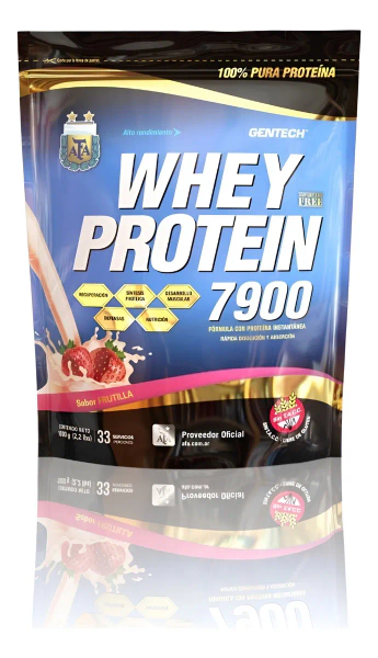 Whey Protein 7900 Proteína En Polvo Sabor Frutilla Gentech 1kg