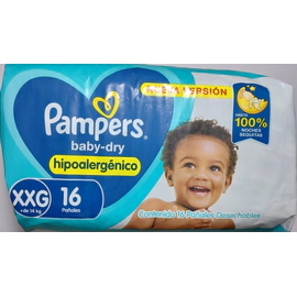 Pañales Pampers Baby Dry Xxg X 16 Unidades