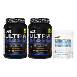 Combo 2 Ultra Mass 1,5kg + Creatina Ena Crecimiento Fuerza Sabor Chocolate