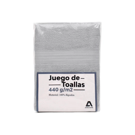 Set De Toallas Atma Home Gris 100% Algodón 440 Grs