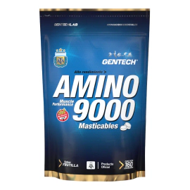 Amino 9000 Gentech 160 Comp. Masticable  Bcaa + Esenciales Sabor Frutilla