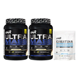 Combo 2 Ultra Mass 1,5kg + Creatina Ena Crecimiento Fuerza Sabor Vainilla