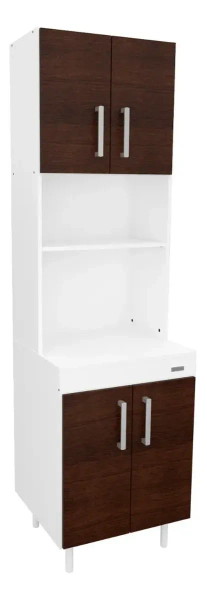 Mueble Columna De Cocina 4 Puertas Despensero Organizador Color Blanco/wengue