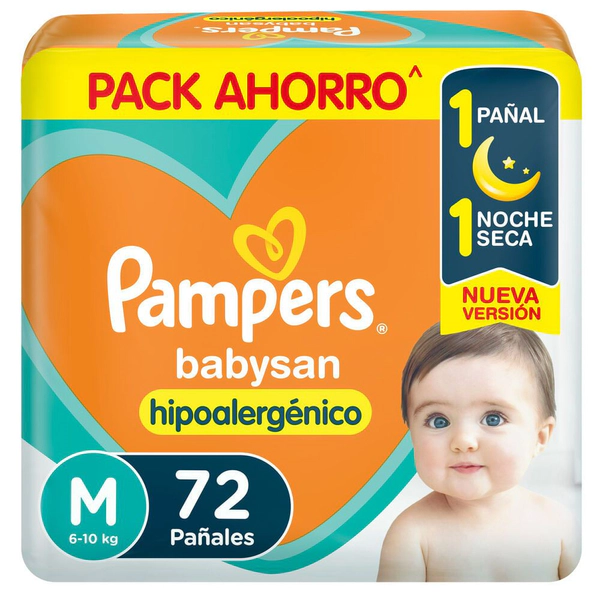 Pañales Pampers Babysan Hipoalergénico Talle M 72 Unidades