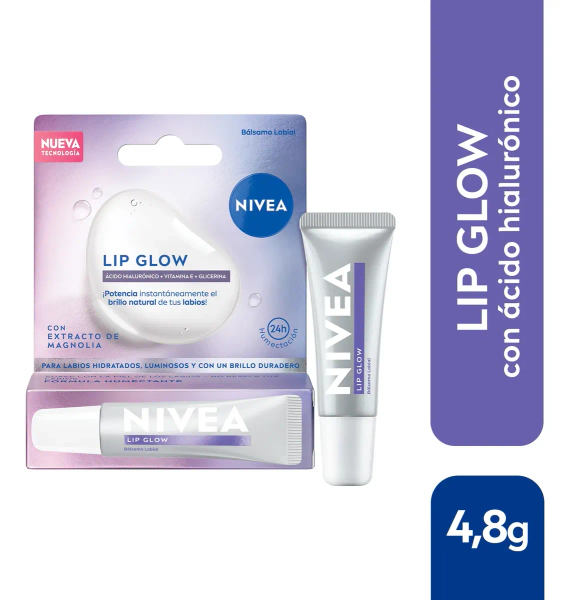 Nivea Balsamo Labial Lip Glow Acido Hialurónico Y Vitaminas