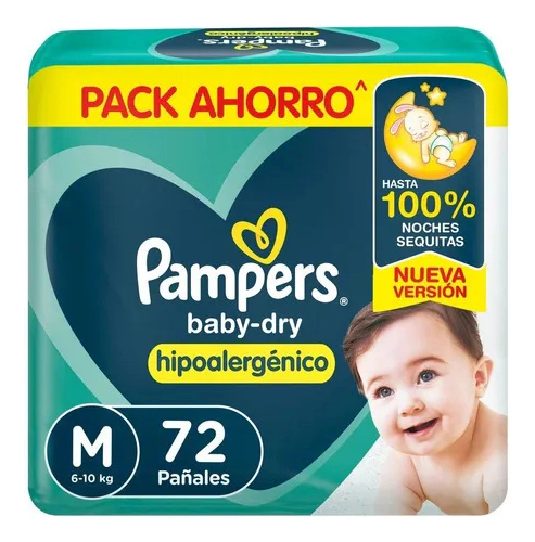 Pampers Babydry Med 72 Un Mediano (m) Sin Género