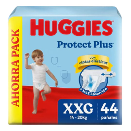 Pañales Huggies Protect Plus Ahorrapack Talle XXG X44 Un