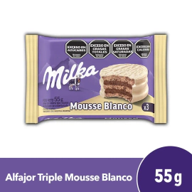 Alfajor Milka Triple Mousse Chocolate Blanco 55 Gr
