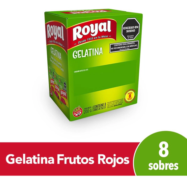 Gelatina Light Royal Frutos Rojos 25g X 8 Un
