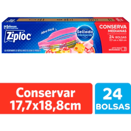 Bolsa Ziploc Conserva Mediana Sellado Inteligente 24u