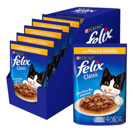 Alimento Para Gato Félix Adulto Sabor Pollo 15 Sobres De 85 gr C/u