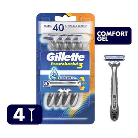 Pack X4 Máquina De Afeitar Desechable Prestobarba3 Gillette