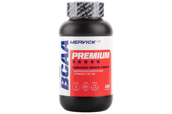 BCAA Premium En Cápsulas Mervick Lab Aminoácidos Ramificados 120 Un