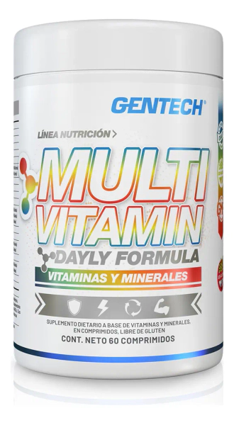 Multivitamínico Gentech Vitaminas + Minerales Sin Sabor 60 Tabs