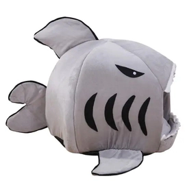 Cama Cucha Tipo Cueva Diseño De Tiburón Mascotas Proline Gris