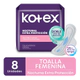 Toalla Femenina Kotex Extra Protección Nocturna C/a X8