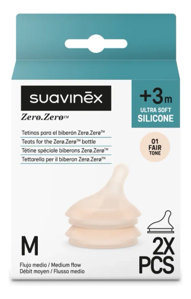 Suavinex Tetinas Recambio Mamaderas Zero Zero Talle M X2 Un