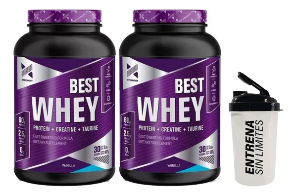 Whey Xtrenght Best Protein 2 Lb X 2 Unidades + Vaso Sabor Vainilla