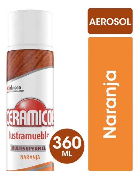 Lustramuebles Ceramicol Naranja Madera Brillo y Protección 360 Ml