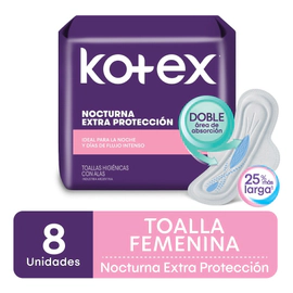 Toalla Femenina Kotex Extra Protección Nocturna C/a X8