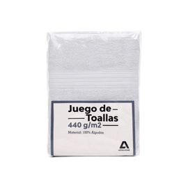Set De Toallas Atma Home Blanco 100% Algodón 440 Grs