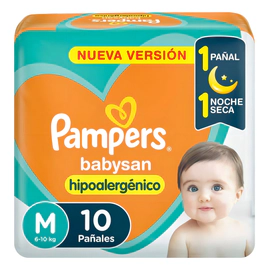 Pañales Pampers Babysan Hipoalergénico Talle M 10 Unidades
