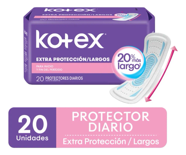Protector Diario Kotex Extra Protección Largos X20