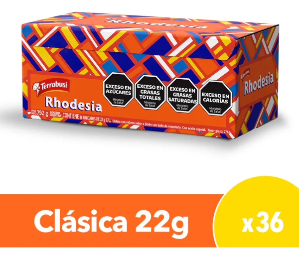 Rhodesia Galletita Chocolate & Limon Terrabusi Caja X 36 Un