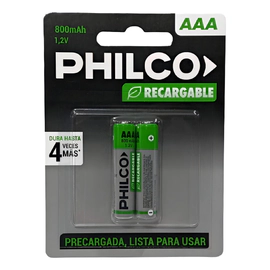 Pilas Recargables Aaa Philco 800mah Blister 2 Un