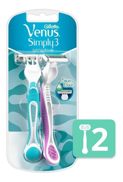 Máquina Para Afeitar Gillette Venus Simply3 Sensitive 2 U | Ecomodico