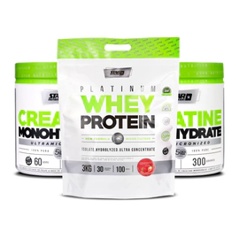 Whey Protein 3 Kg + 2 Creatina X 300 Grs Star Nutrition Sabor Frutilla