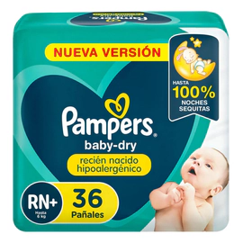 Pampers Babydry Rn+ X 36 Recién Nacido (rn) Sin Género
