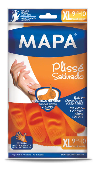 Guantes Mapa Plissé Satinado Talle XL Cocina
